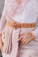 Beautiful Thai girl in Thai traditional costume.Bride Thai girl Beautiful.