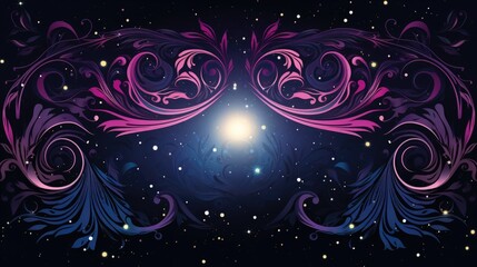 Fototapeta na wymiar Celestial Pink blue abstract cosmic space universe background, fairytale magic card, horizontal banner. Modern AI illustration for astronomy Web design, tarot, wedding invitation, posters..