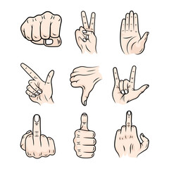Vector Illustrations of Hand Gestures