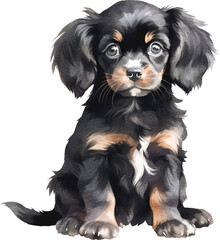 Cavalier king charles spaniel dog watercolour illustration created with Generative AI technology