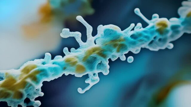 At a closer look under the microscope a microscopic chromosome a tightly chromatin material wrapped in a thin protective membrane. Chromatin is composed of