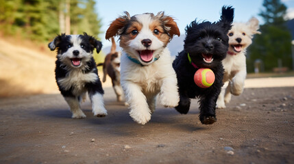 Obraz premium Puppies in Playtime Frenzy