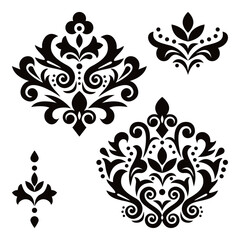 
Luxury decorative black and white design set on white background, elegant collection

