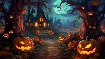 Fototapeta premium Mystical Halloween Horizons of Captivating Spooky Halloween Themed Backgrounds