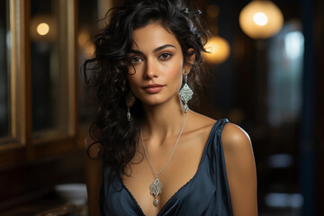 Portrait of a young and modern Indian woman. Generative AI