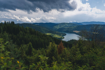 Fototapeta premium Beautiful Zlatar mountain landscape, popular tourist destination. Green pine forests