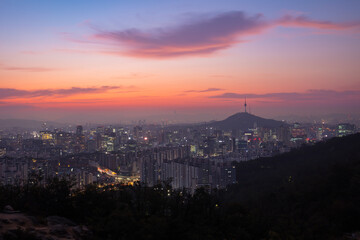 sunrise over the city seoul south korea