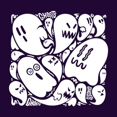 Vector hand-drawn ghost or Halloween Things elements