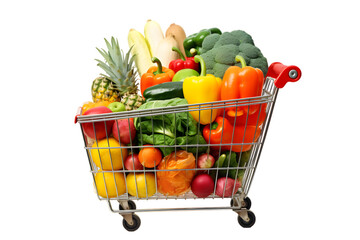 Shopping cart full of goods isolated on transparent background