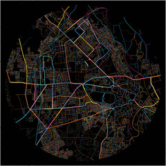 Colorful Map of Jamnagar, Gujarat with all major and minor roads.