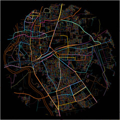 Colorful Map of Ujjain, Madhya Pradesh with all major and minor roads.