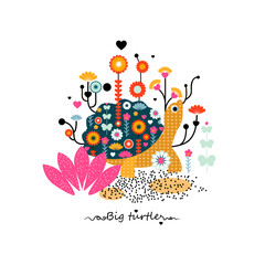 Turtle bright print for fabric.