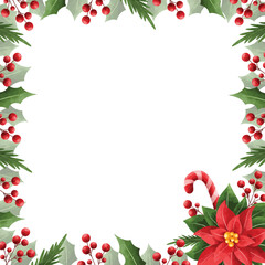 Fototapeta premium Watercolor illustration Christmas decoration frame