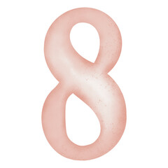 Number Pink watercolor 0-9 illustration 