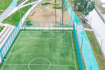 Outdoor recreation. Recreation area in the city. A football field with fencing. Outdoor sports....
