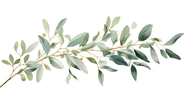 Eucalyptus, olive green and gold leaf branches for wedding .