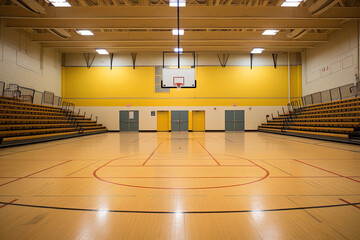 basketball court in the gym - obrazy, fototapety, plakaty
