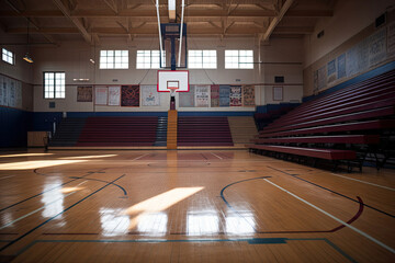 basketball court in the gym - obrazy, fototapety, plakaty