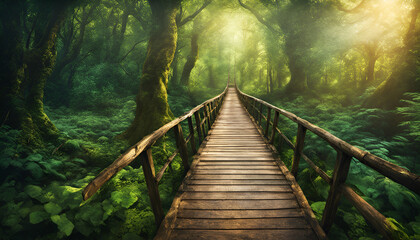 Wooden Bridge in a forest