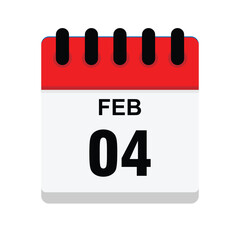 calender icon, 04 february icon with white background