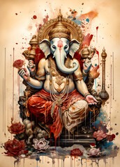 Fototapeta premium a painting of Lord Ganesha Hinduism the god of love