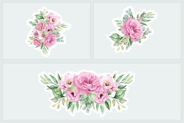 lisianthus flowers bouquets and branches stickers illustration