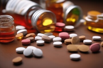 pills and bottle on table 