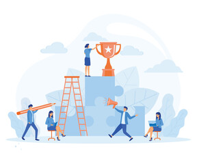 Business team concept, People working on their role, Symbol of successes of teamwork, cooperation and partnership. flat vector modern illustration