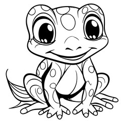Obraz premium Cute Frog Coloring Pages for kids. Coloring book river fauna, vector illustration.