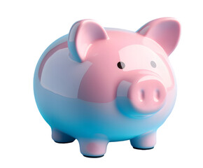 Small pink piggy bank isolated on transparent background 