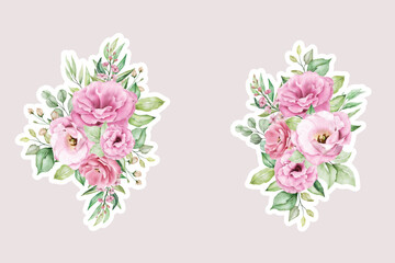 lisianthus flowers bouquets and branches stickers illustration
