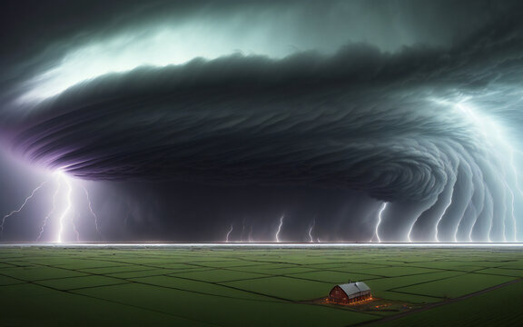 tornado destroys the farm field. generative ai