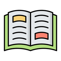 Open Book Line Color Icon