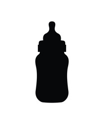 Children feeding bottle silhouette, milk baby bottle