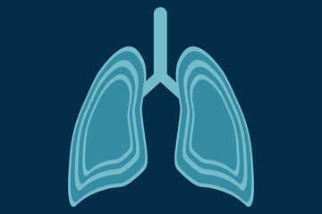 Lungs flat line. Human internal organ on blue background