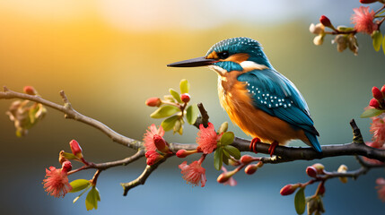 colorful bird on the branch. color bird. kingfisher