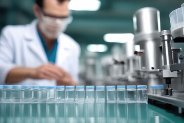 Fototapeta premium scientist in laboratory with tubes