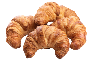 PND, Four fresh croissants. Isolate 
