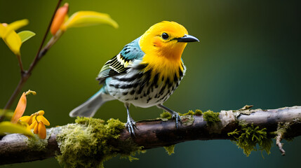 Naklejka premium colorful bird. Silver-throated tanager on the branch