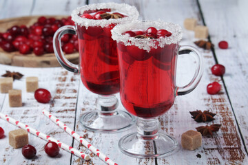 Two glasses with cranberry drink