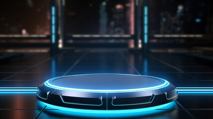 Moderm futuristic podium mockup. Blank pedestal for product, generative ai