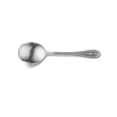 Close up view serving spoon isolated on white background.