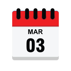 calender icon, 03 march icon with white background