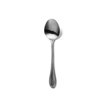 Close up view tea spoon isolated on white background.