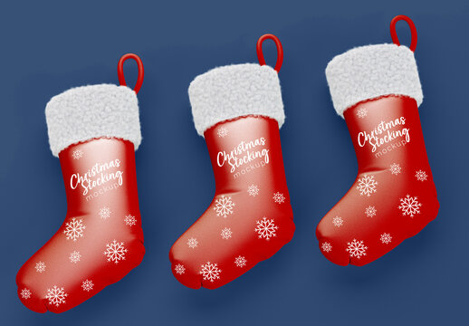 Three Christmas Socks Mockup