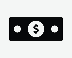 Cash Icon Money Note Finance Investment Bank Wealth Currency Dollar Bill Pay Black White Shape Vector Clipart Graphic Illustration Artwork Sign Symbol