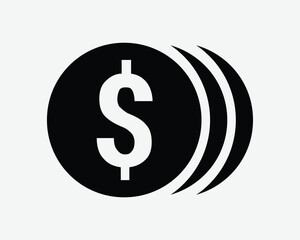 Coins Stack Icon Coin Bundle Wealth Money Currency Cash Investment Bank Banking Finance Black White Outline Shape Vector Clipart Artwork Sign Symbol