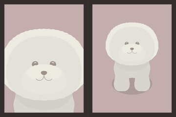 Standing bichon dog ID photo vector illustration