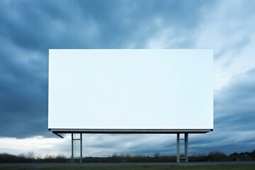 Empty billboard against cloudy sky. Template. Generative AI