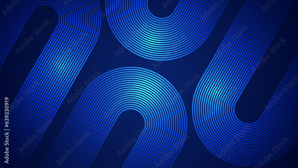 Wall mural dark blue simple abstract background with curved style lines as the main element.